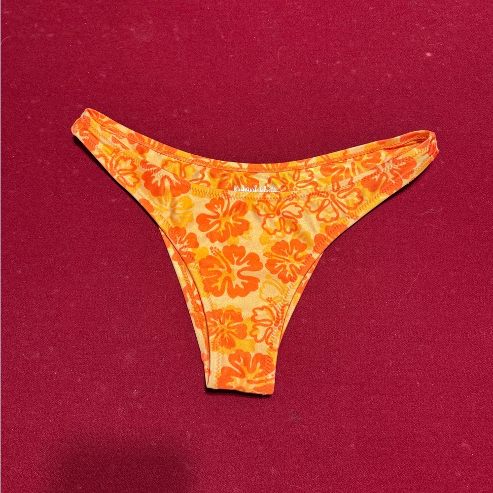 Kulani Kinis Bright Orange Floral Bikini Bottom